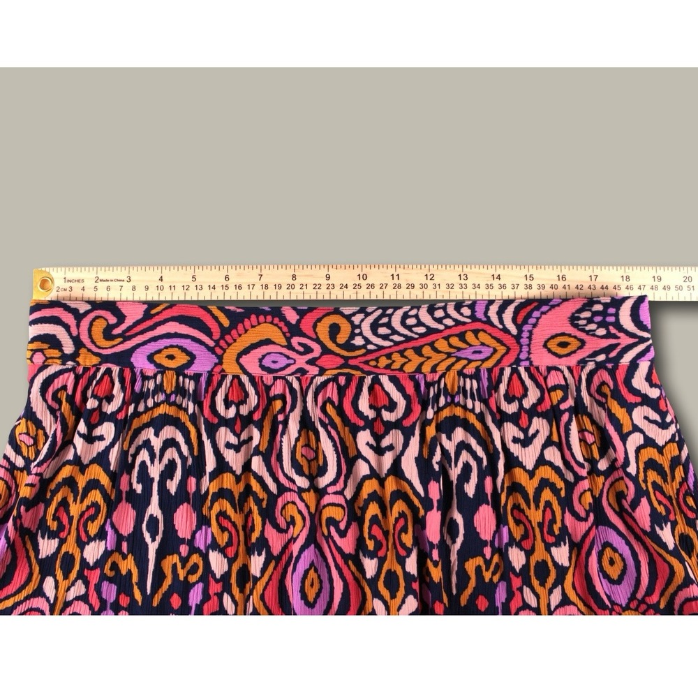 Boden Grace Crinkle Skirt US 16 18 Plus Size Viscose Navy Pink Ikat Boho R0144 - Picture 5 of 6